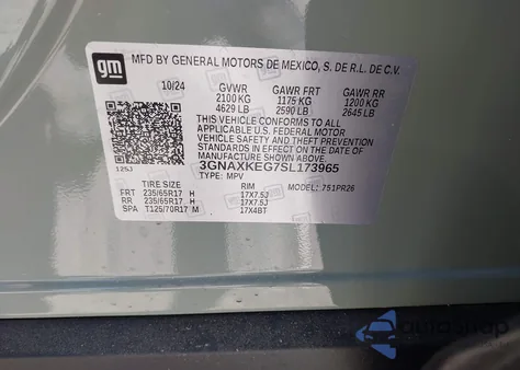 2025 Chevrolet Equinox Fwd Activ z USA, uszkodzony, nr VIN 3GNAXKEG7SL173965